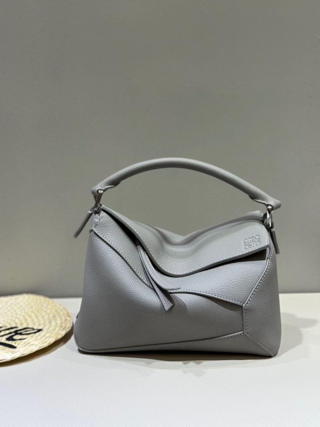 Loewe Small Puzzle Bag in Soft Grained Calfskin Pearl Grey